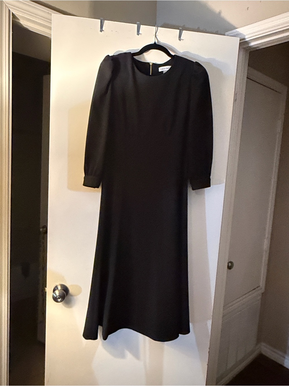 Calvin Klein Black Long-Sleeve Midi Dress